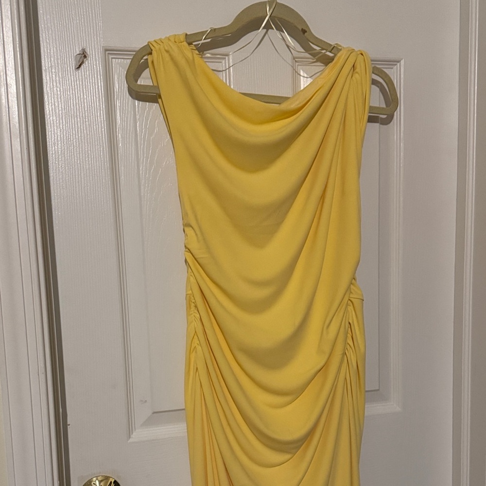 Zara Yellow Draped Maxi Dress